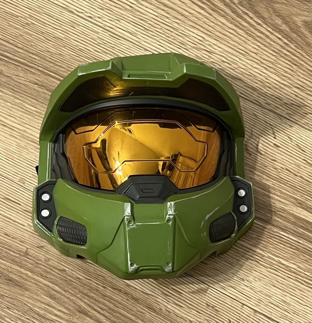 LICENSED HALO MASTER CHIEF CHILD FACE MASK HALF HELMET COSTUME ACCESSORY (A27)